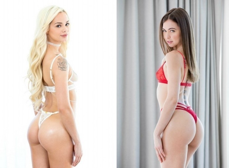 Elsa Jean (blonde) x Riley Reid (brunette)